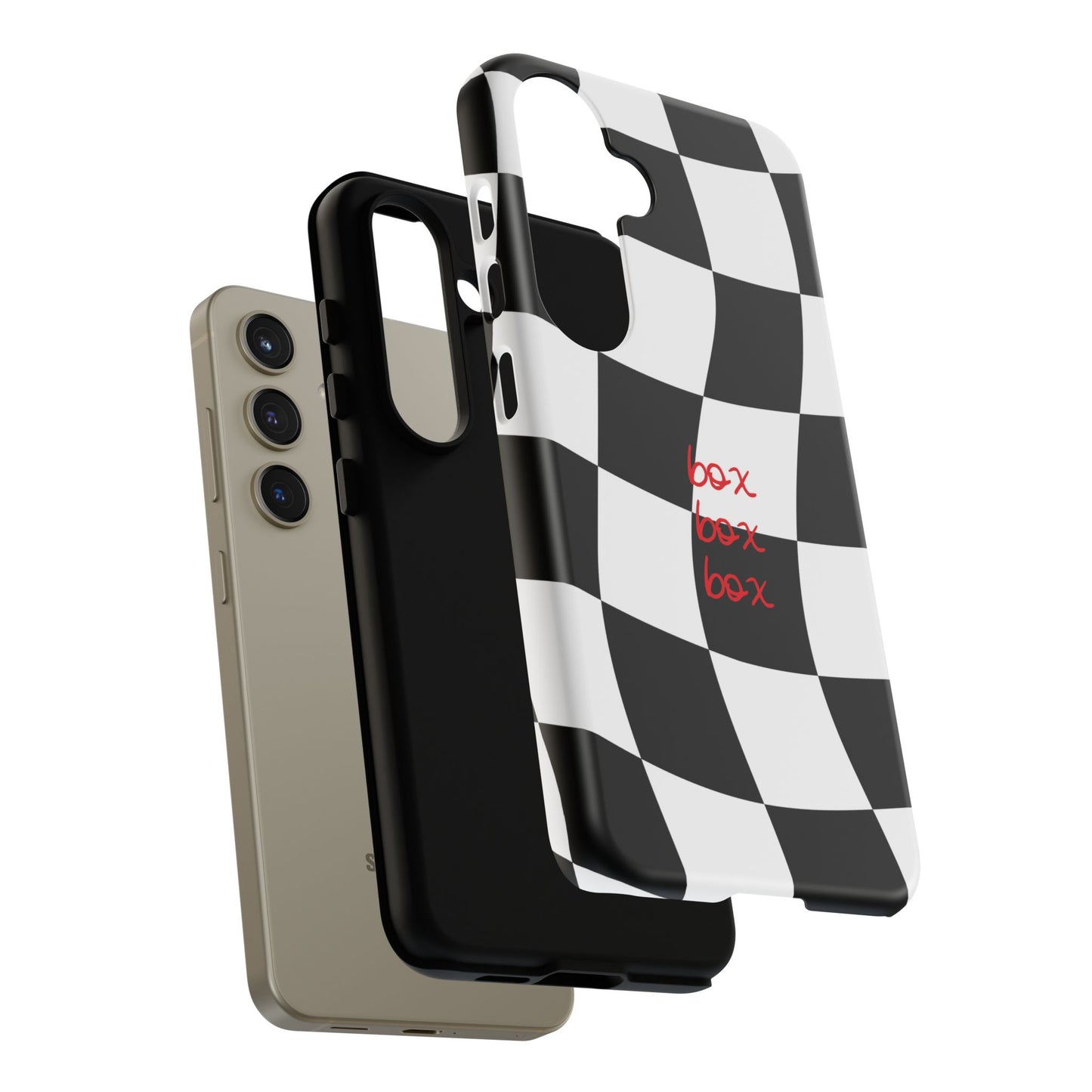 Black and Red Checkered F1 Phone Case, Box Box Box F1 Phone Case