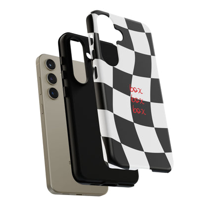 Black and Red Checkered F1 Phone Case, Box Box Box F1 Phone Case