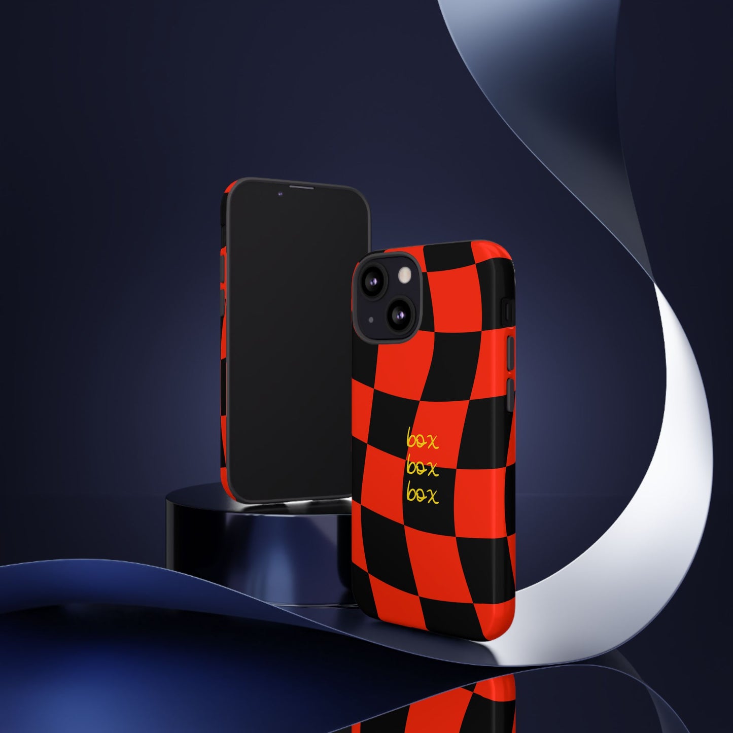 F1 Ferrari Black and Red Checkered Phone Case, Box Box Box F1 Phone Case