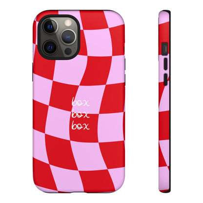 Pink and Red Checkered F1 Phone Case, Box Box Box F1 Phone Case