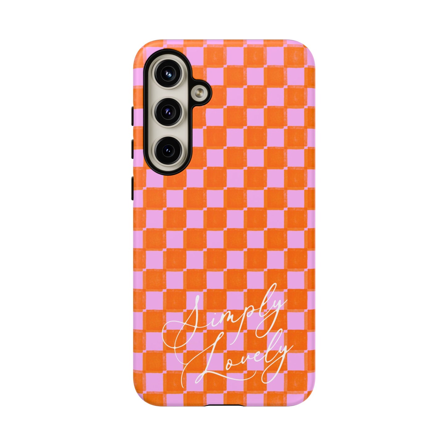 Simply Lovely Orange and Pink Checkered F1 Phone Case Design, Trendy F1 Gift, Formula 1 Gift, Cute F1 Phone Case