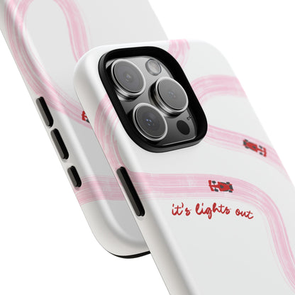 F1 Phone Case Pink and Red Painted "its lights out and away we go", Trendy F1 Gift, Formula 1 Gift, Cute F1 Phone Case, Unique Phone Case