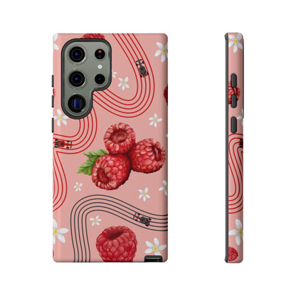 Red F1 Haas and Raspberries Phone Case, Trendy F1 Gift, Formula 1 Gift, Cute Fruit F1 Phone Case, Unique Phone Case