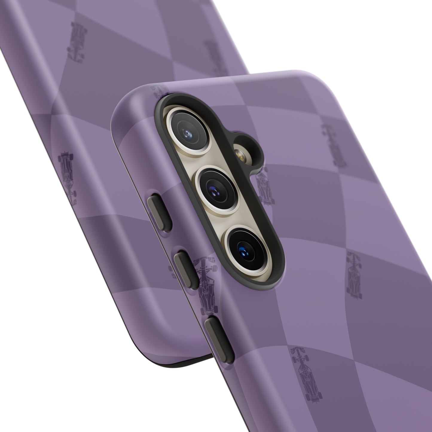 F1 Phone Case Purple Checkered Design, Trendy F1 Gift, Formula 1 Gift, Cute F1 Phone Case, Unique Formula One Phone Case