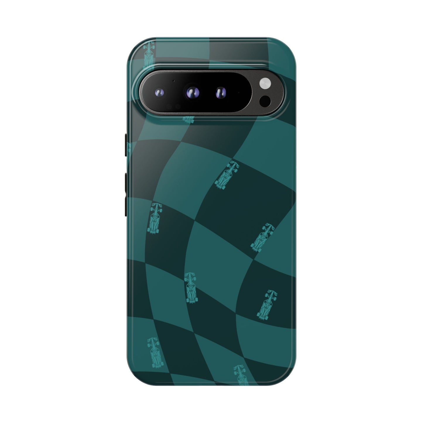 F1 Phone Case Teal Checkered Design, Trendy F1 Gift, Formula 1 Gift, Cute F1 Phone Case, Unique Formula One Phone Case
