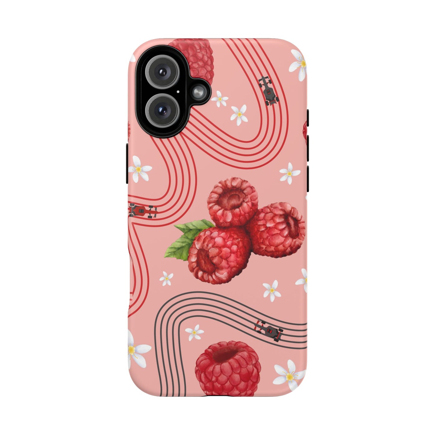 Red F1 Haas and Raspberries Phone Case, Trendy F1 Gift, Formula 1 Gift, Cute Fruit F1 Phone Case, Unique Phone Case