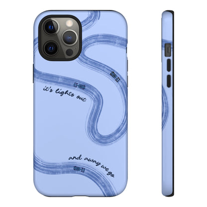 F1 Phone Case Monochrome Blue Painted "its lights out and away we go", Trendy F1 Gift, Formula 1 Gift, Cute F1 Phone Case, Phone Case