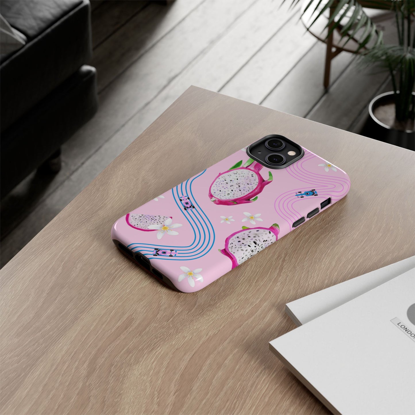 Pink F1 Alpine and Dragonfruit Phone Case, Trendy F1 Gift, Formula 1 Gift, Cute Fruit F1 Phone Case, Unique Phone Case
