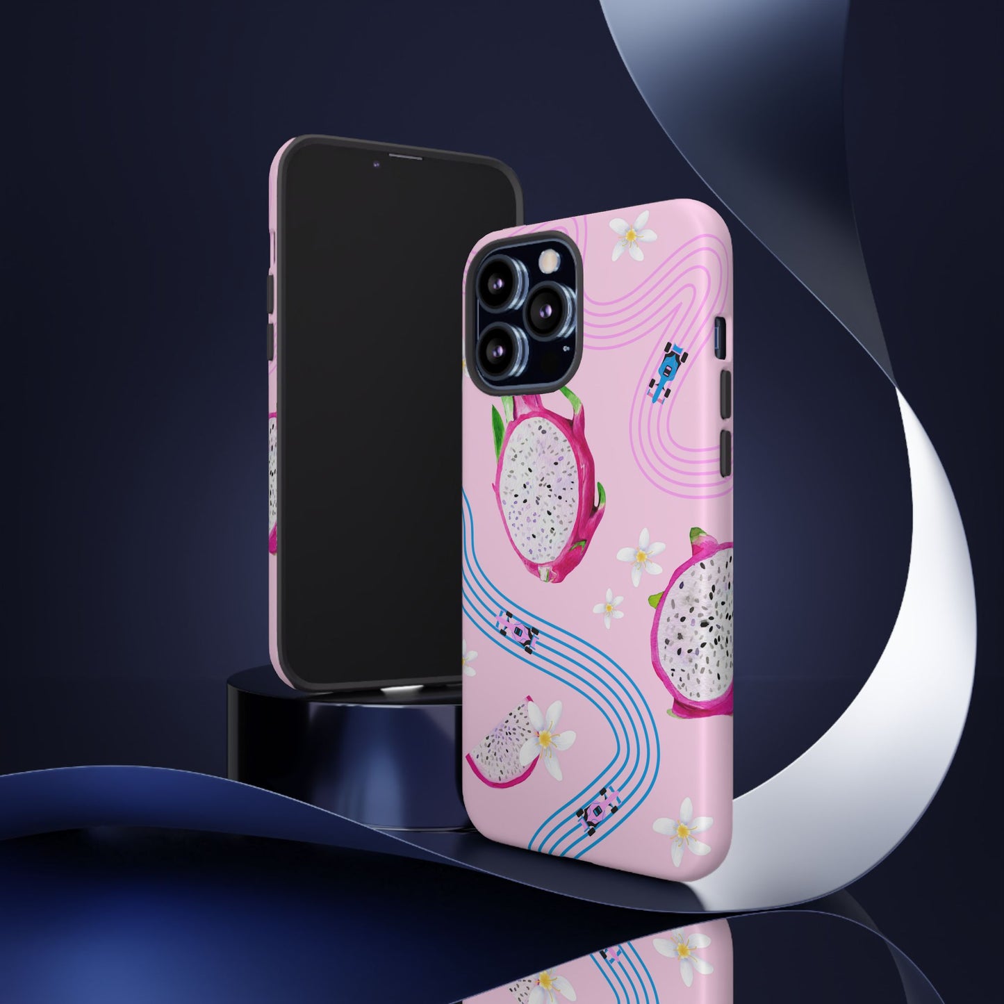 Pink F1 Alpine and Dragonfruit Phone Case, Trendy F1 Gift, Formula 1 Gift, Cute Fruit F1 Phone Case, Unique Phone Case