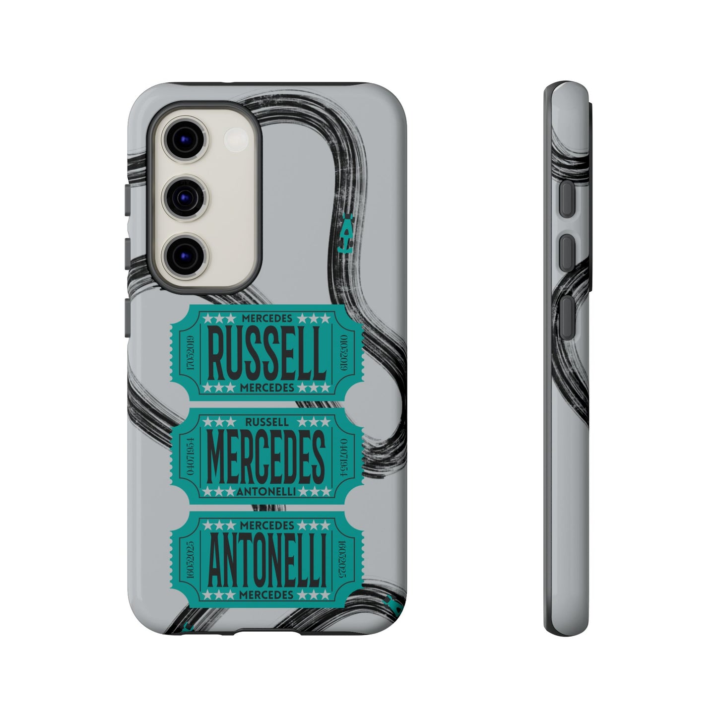 Mercedes F1 Phone Case Painted Ticket Stubs, Trendy F1 Gift, Formula 1 Gift, Cute F1 Phone Case