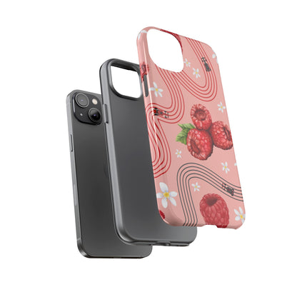 Red F1 Haas and Raspberries Phone Case, Trendy F1 Gift, Formula 1 Gift, Cute Fruit F1 Phone Case, Unique Phone Case