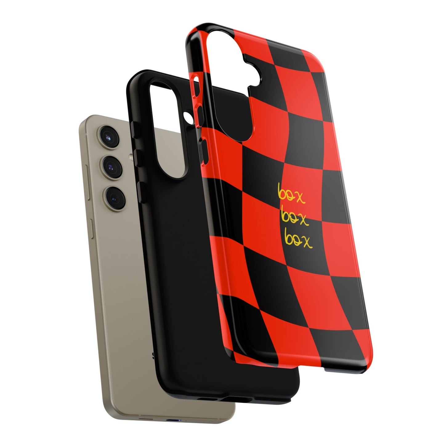 F1 Ferrari Black and Red Checkered Phone Case, Box Box Box F1 Phone Case