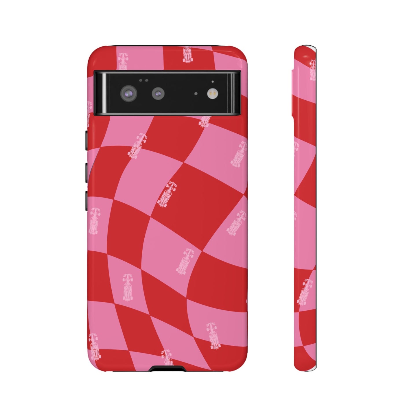 F1 Phone Case Pink and Red Checkerboard Design, Trendy F1 Gift, Girly Formula 1 Gift, Cute F1 Phone Case, Unique Formula One Phone Case