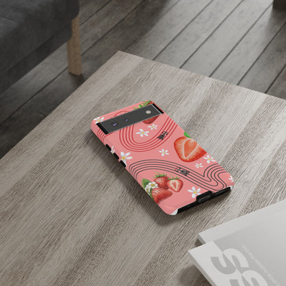 Red F1 Audi and Strawberries Phone Case, Trendy F1 Gift, Formula 1 Gift, Cute Fruit F1 Phone Case, Unique Phone Case