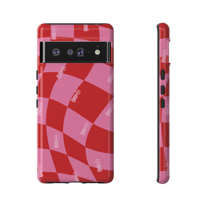 F1 Phone Case Pink and Red Checkerboard Design, Trendy F1 Gift, Girly Formula 1 Gift, Cute F1 Phone Case, Unique Formula One Phone Case