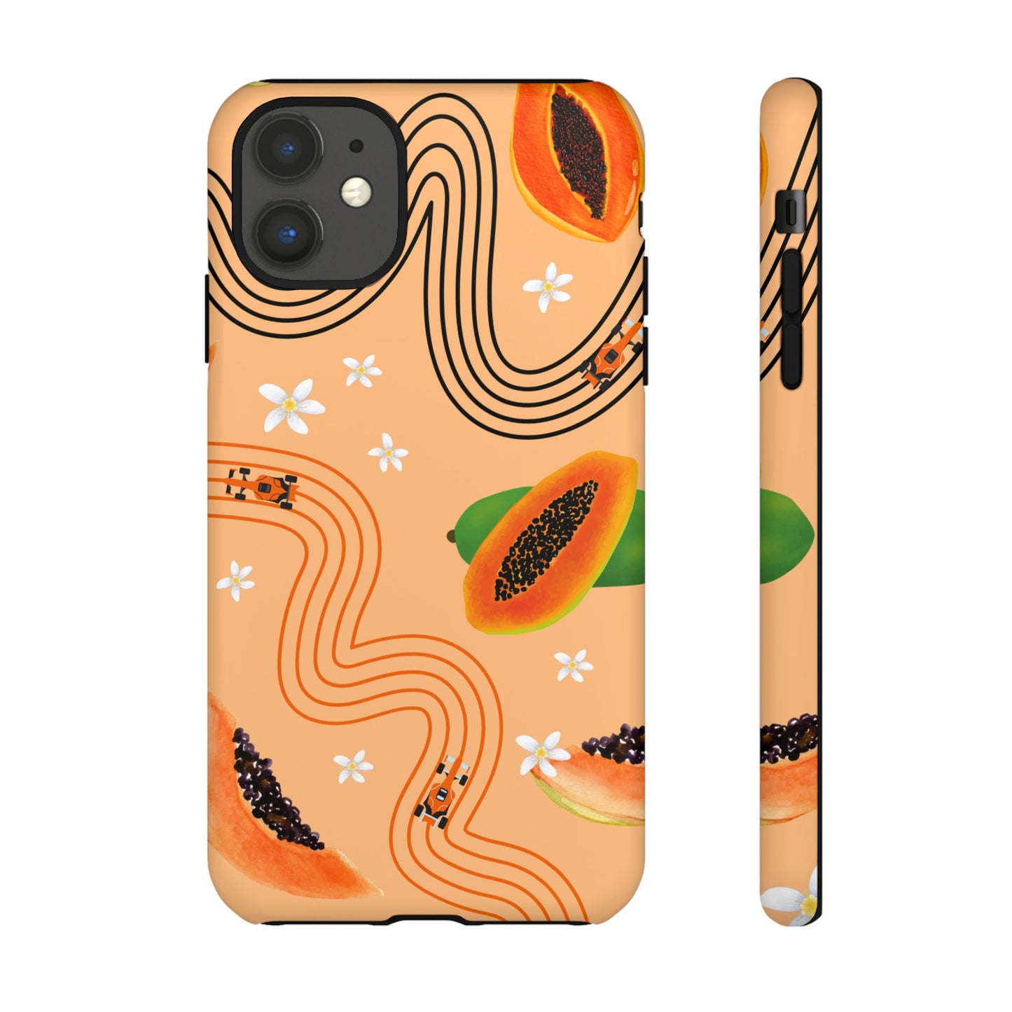 Orange F1 McLaren and Papaya Phone Case, Trendy F1 Gift, Formula 1 Gift, Cute Fruit F1 Phone Case, Unique Phone Case