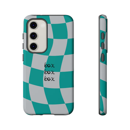 Mercedes Teal and Grey Checkered F1 Phone Case, Box Box Box F1 Phone Case