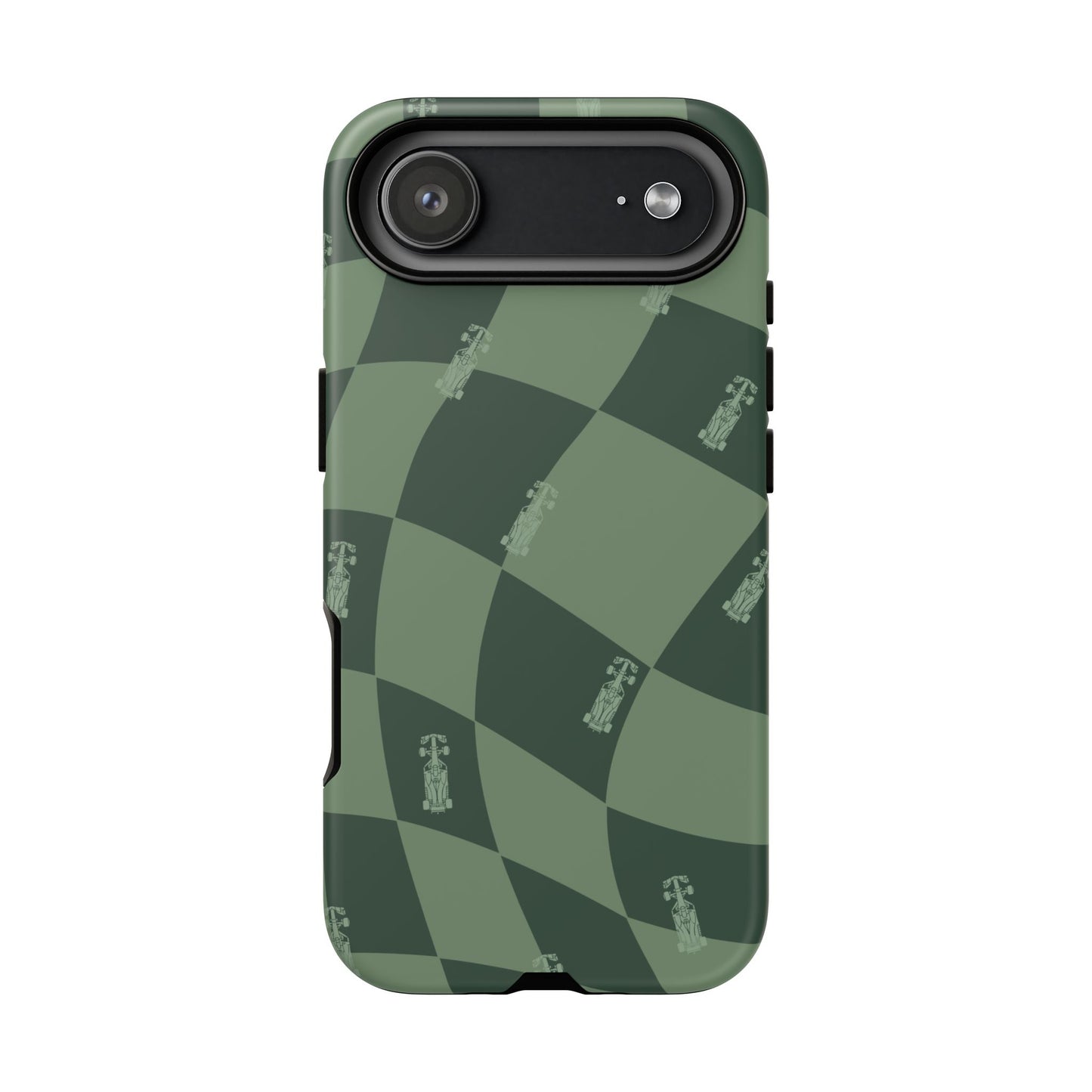 F1 Phone Case Green Checkerboard Design, Trendy F1 Gift, Formula 1 Gift, Cute F1 Phone Case, Unique Formula One Phone Case