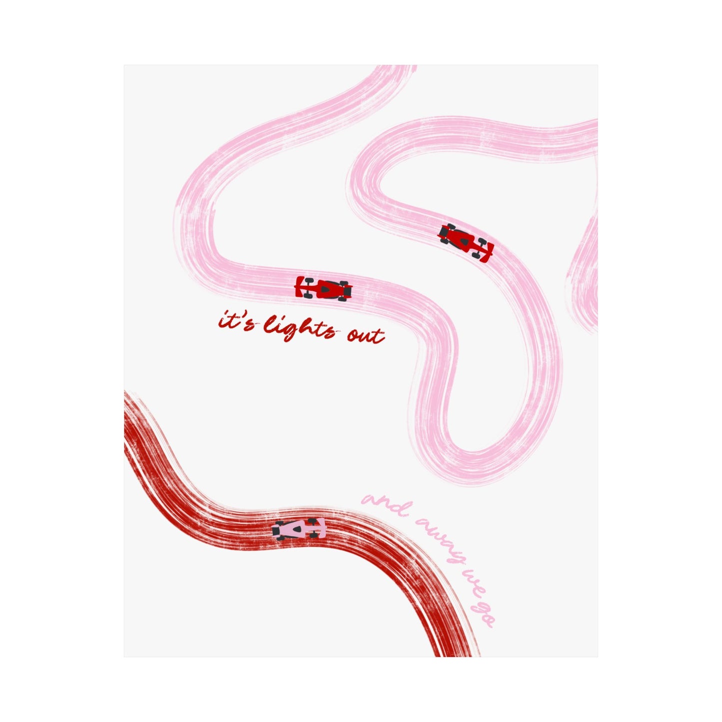 Pink and Red F1 Matte Vertical Poster | F1 Giclée Art Print (US SIZING)
