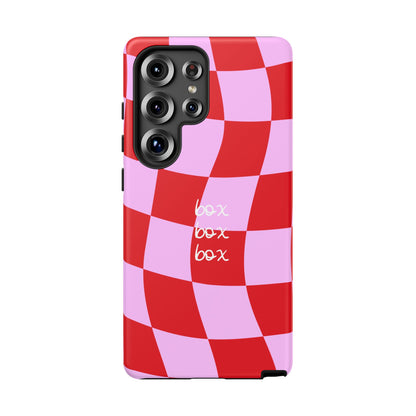 Pink and Red Checkered F1 Phone Case, Box Box Box F1 Phone Case