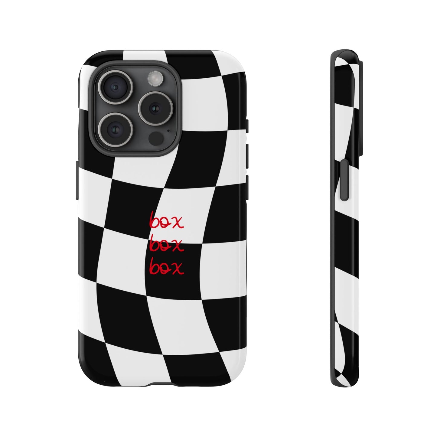 Black and Red Checkered F1 Phone Case, Box Box Box F1 Phone Case