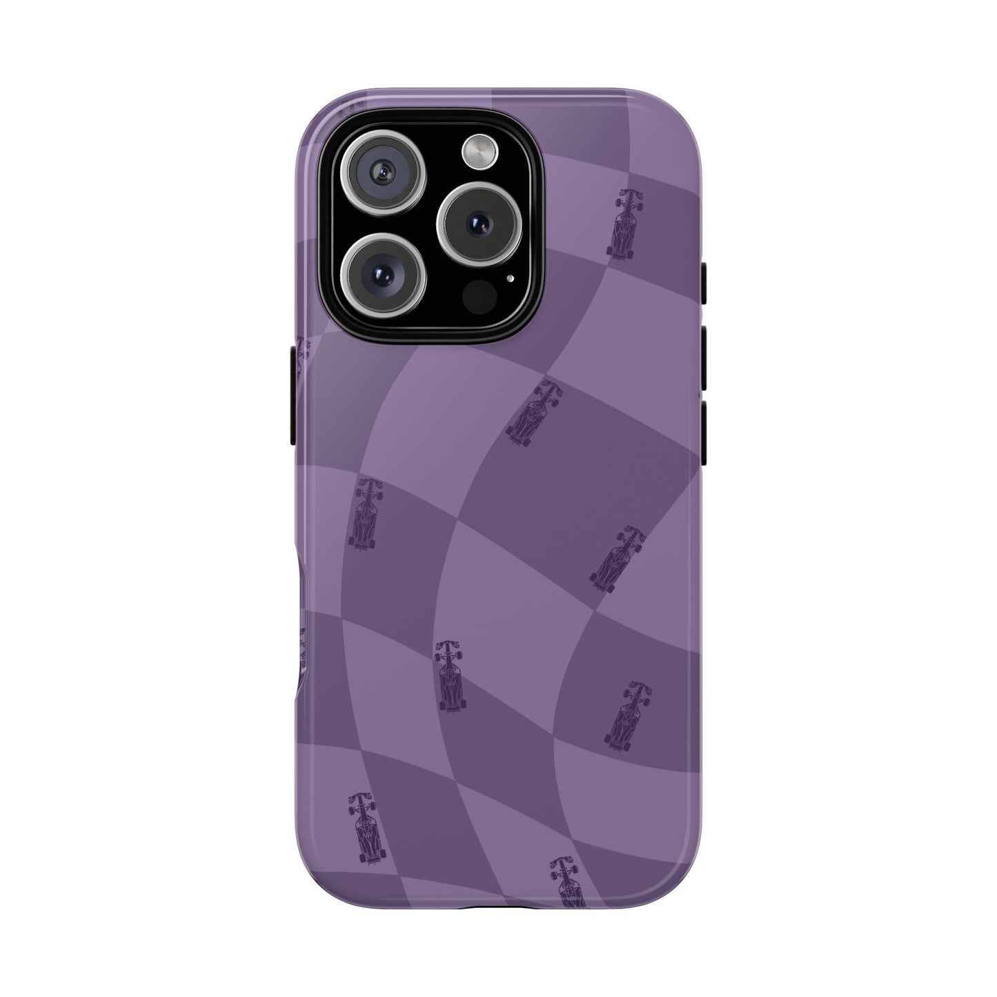 F1 Phone Case Purple Checkered Design, Trendy F1 Gift, Formula 1 Gift, Cute F1 Phone Case, Unique Formula One Phone Case