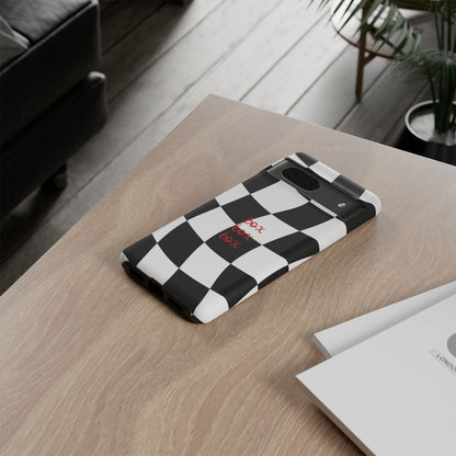 Black and Red Checkered F1 Phone Case, Box Box Box F1 Phone Case