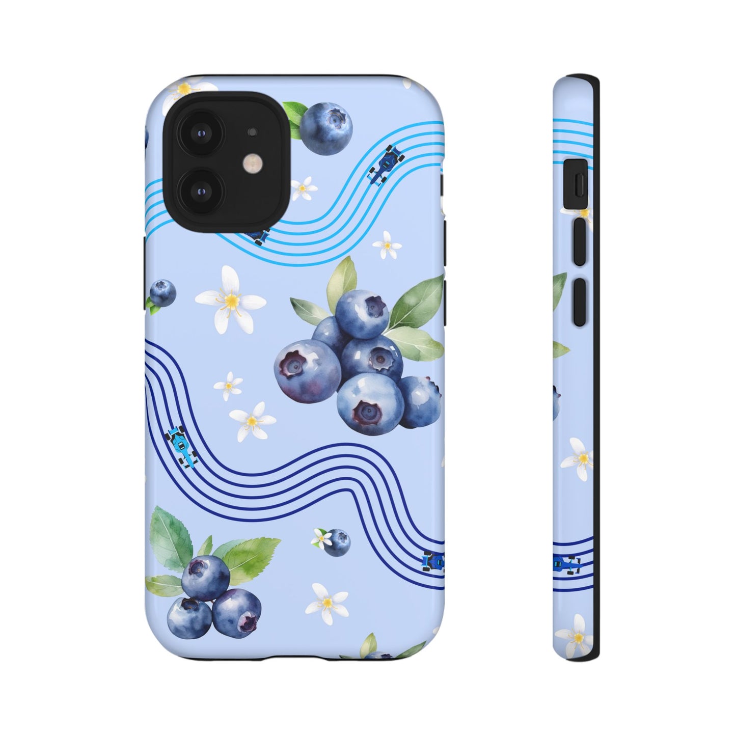 Blue F1 Williams and Blueberries Phone Case, Trendy F1 Gift, Formula 1 Gift, Cute Fruit F1 Phone Case, Unique Phone Case