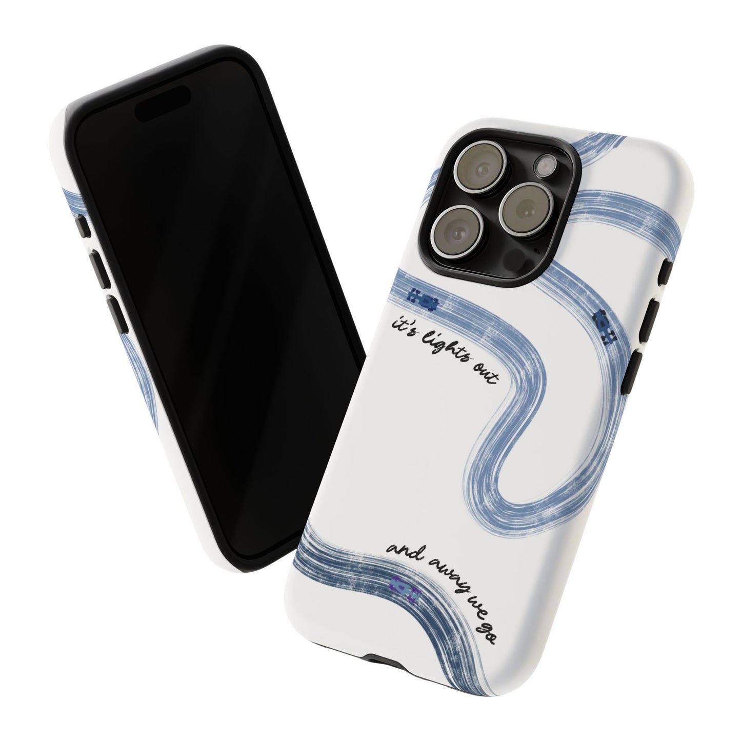 F1 Phone Case Blue Painted "its lights out and away we go", Trendy F1 Gift, Formula 1 Gift, Cute F1 Phone Case, Gift for F1 Fans