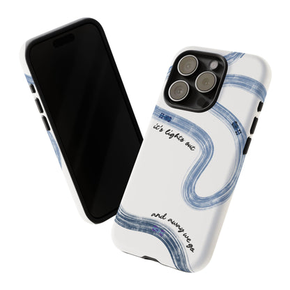 F1 Phone Case Blue Painted "its lights out and away we go", Trendy F1 Gift, Formula 1 Gift, Cute F1 Phone Case, Gift for F1 Fans