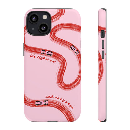 F1 Phone Case Pink and Red Painted "its lights out and away we go", Trendy F1 Gift, Formula 1 Gift, Cute F1 Phone Case, Unique Phone Case