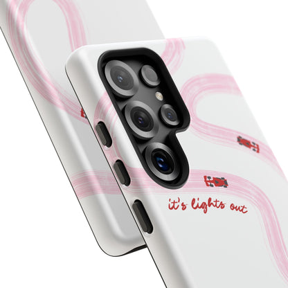 F1 Phone Case Pink and Red Painted "its lights out and away we go", Trendy F1 Gift, Formula 1 Gift, Cute F1 Phone Case, Unique Phone Case