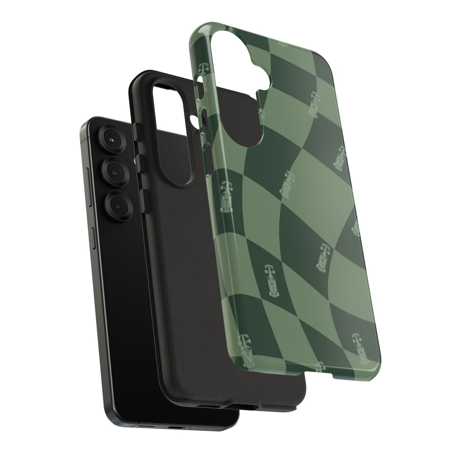 F1 Phone Case Green Checkerboard Design, Trendy F1 Gift, Formula 1 Gift, Cute F1 Phone Case, Unique Formula One Phone Case