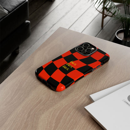 F1 Ferrari Black and Red Checkered Phone Case, Box Box Box F1 Phone Case