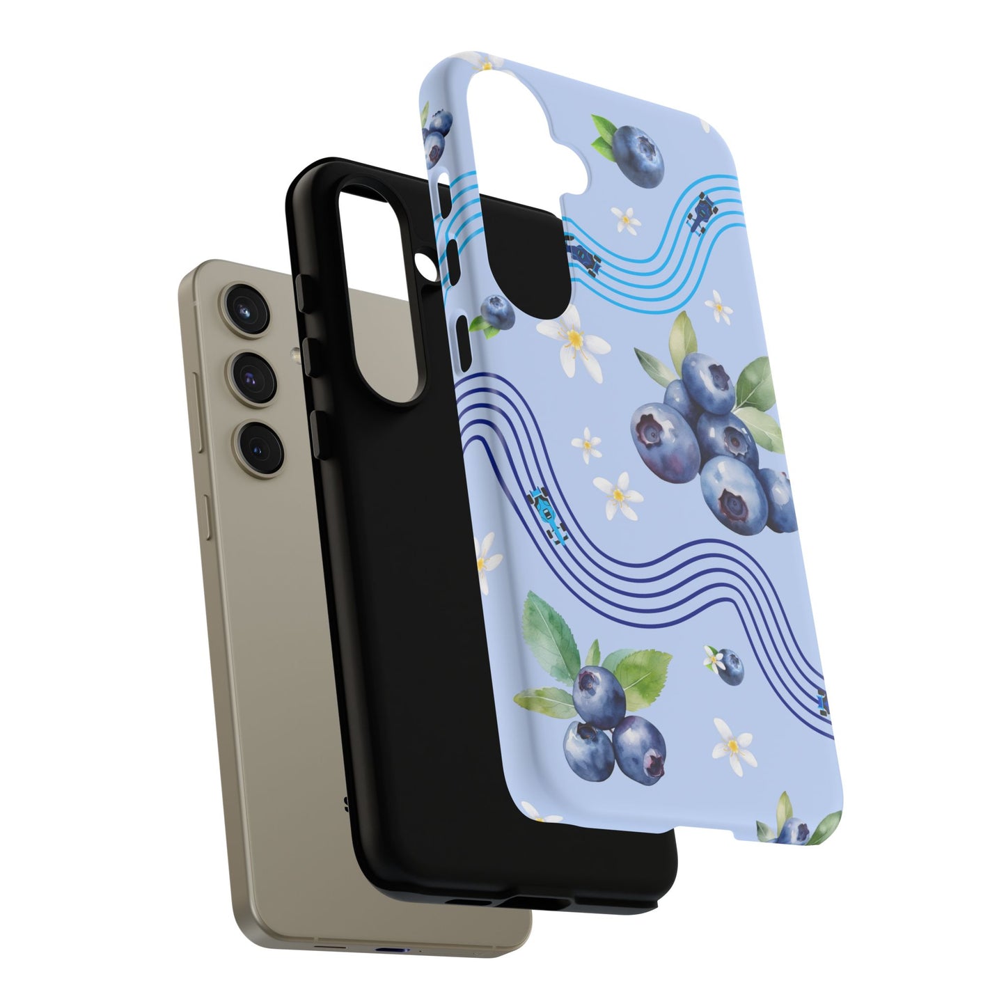 Blue F1 Williams and Blueberries Phone Case, Trendy F1 Gift, Formula 1 Gift, Cute Fruit F1 Phone Case, Unique Phone Case
