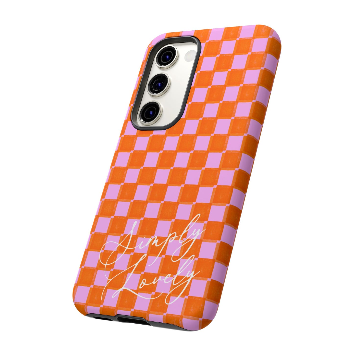 Simply Lovely Orange and Pink Checkered F1 Phone Case Design, Trendy F1 Gift, Formula 1 Gift, Cute F1 Phone Case