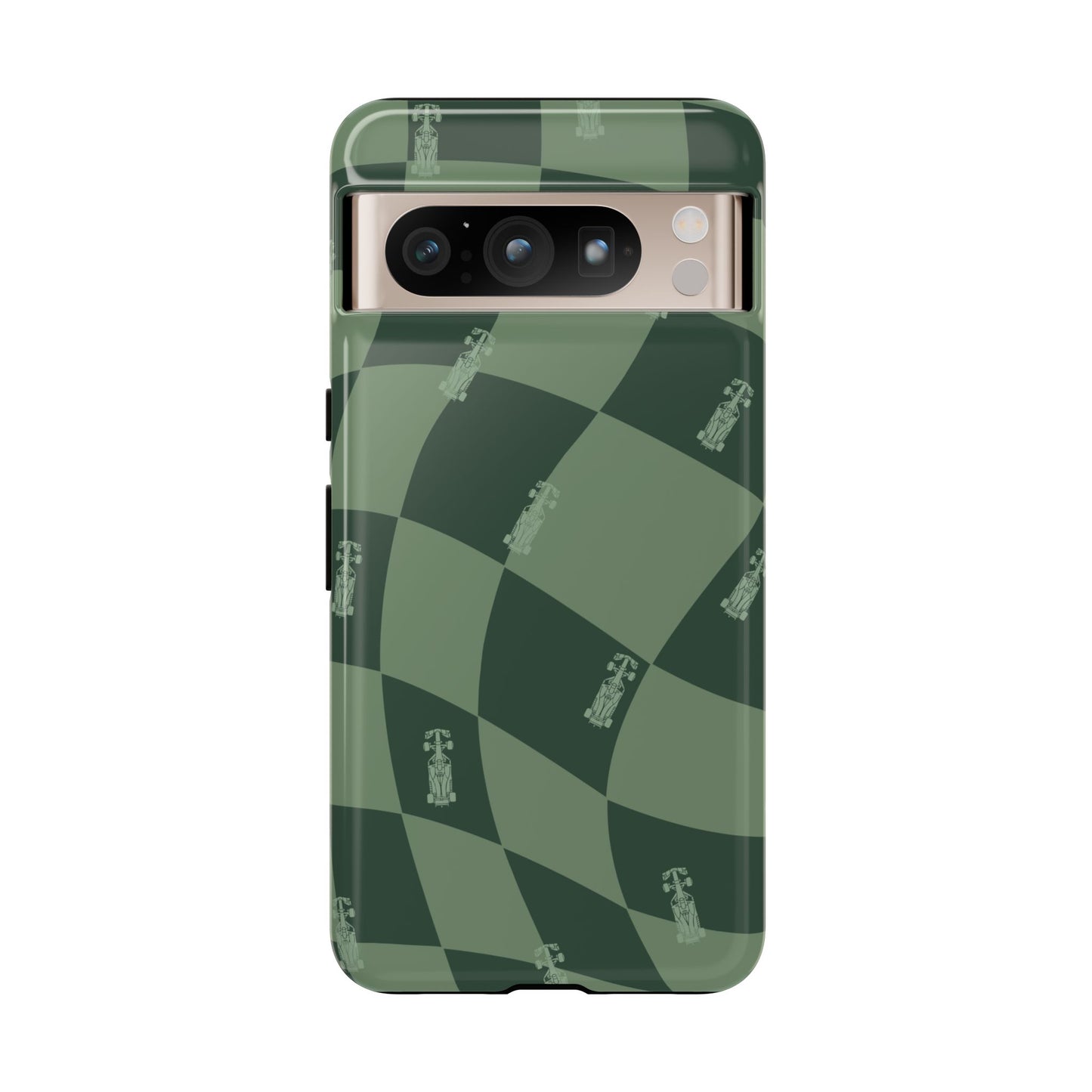 F1 Phone Case Green Checkerboard Design, Trendy F1 Gift, Formula 1 Gift, Cute F1 Phone Case, Unique Formula One Phone Case