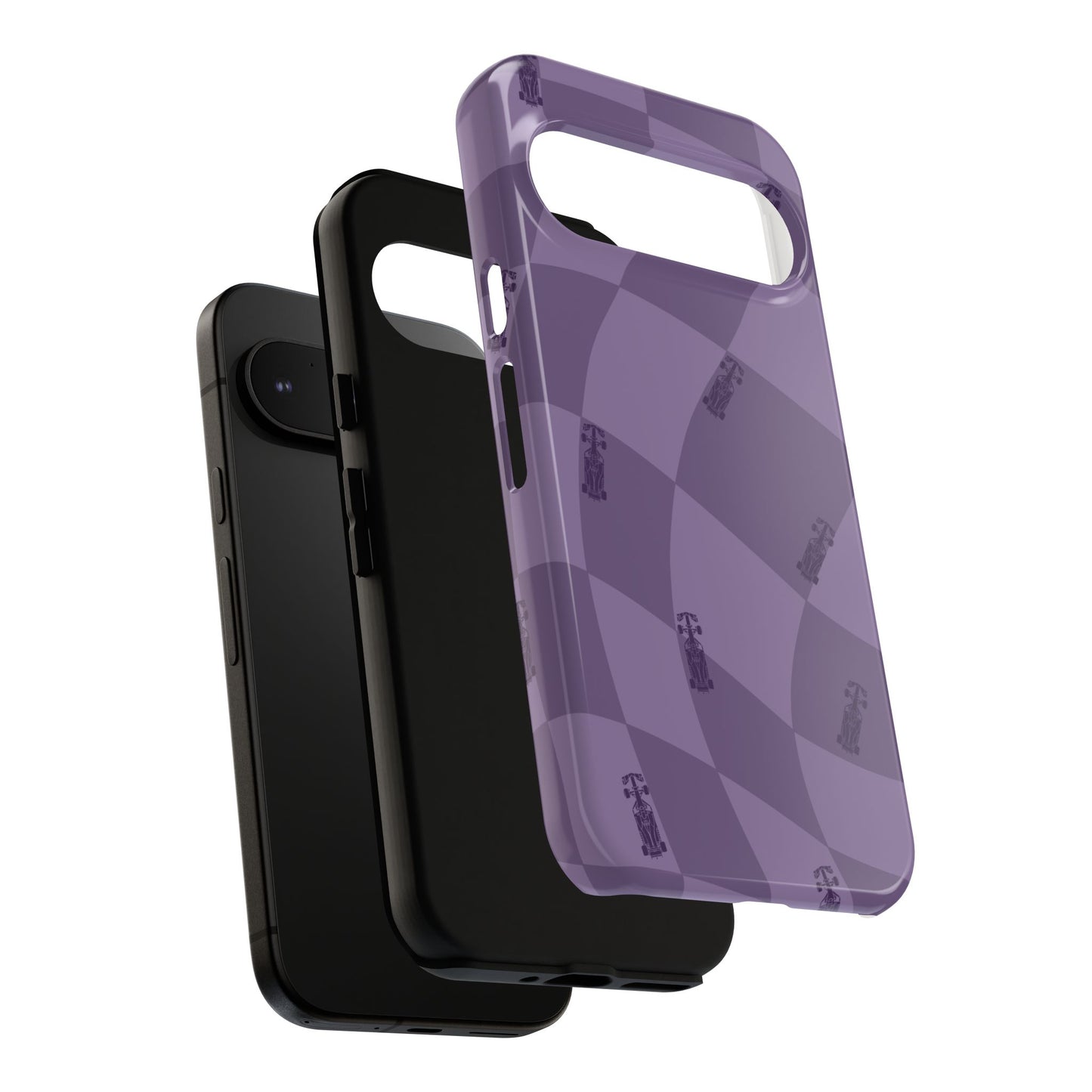 F1 Phone Case Purple Checkered Design, Trendy F1 Gift, Formula 1 Gift, Cute F1 Phone Case, Unique Formula One Phone Case
