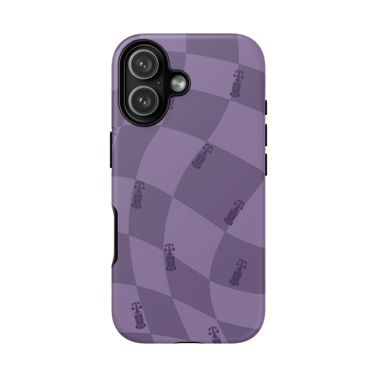 F1 Phone Case Purple Checkered Design, Trendy F1 Gift, Formula 1 Gift, Cute F1 Phone Case, Unique Formula One Phone Case