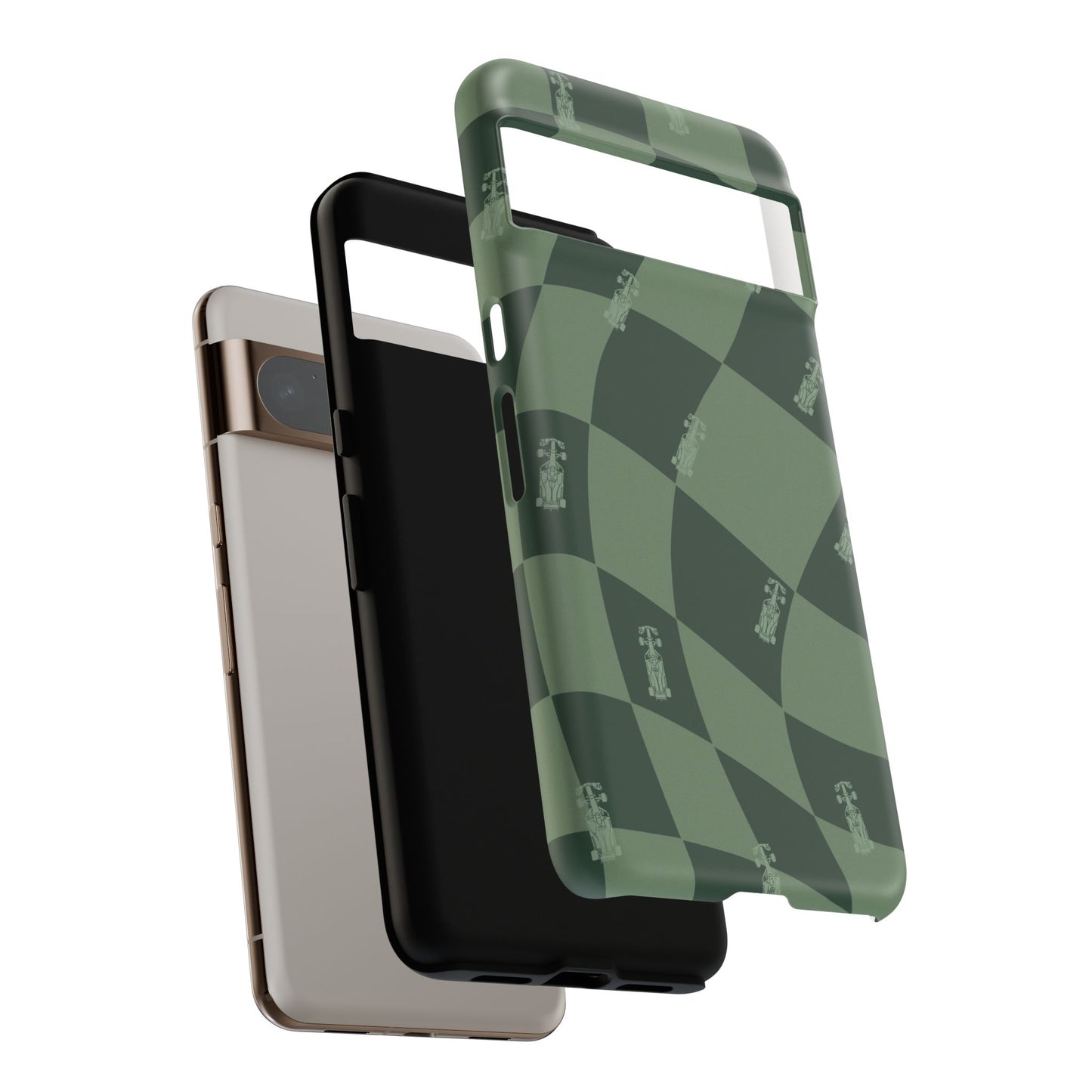 F1 Phone Case Green Checkerboard Design, Trendy F1 Gift, Formula 1 Gift, Cute F1 Phone Case, Unique Formula One Phone Case