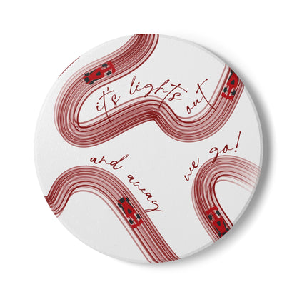 Red F1 Ceramic Coaster | Curved Tracks with Tiny Cars