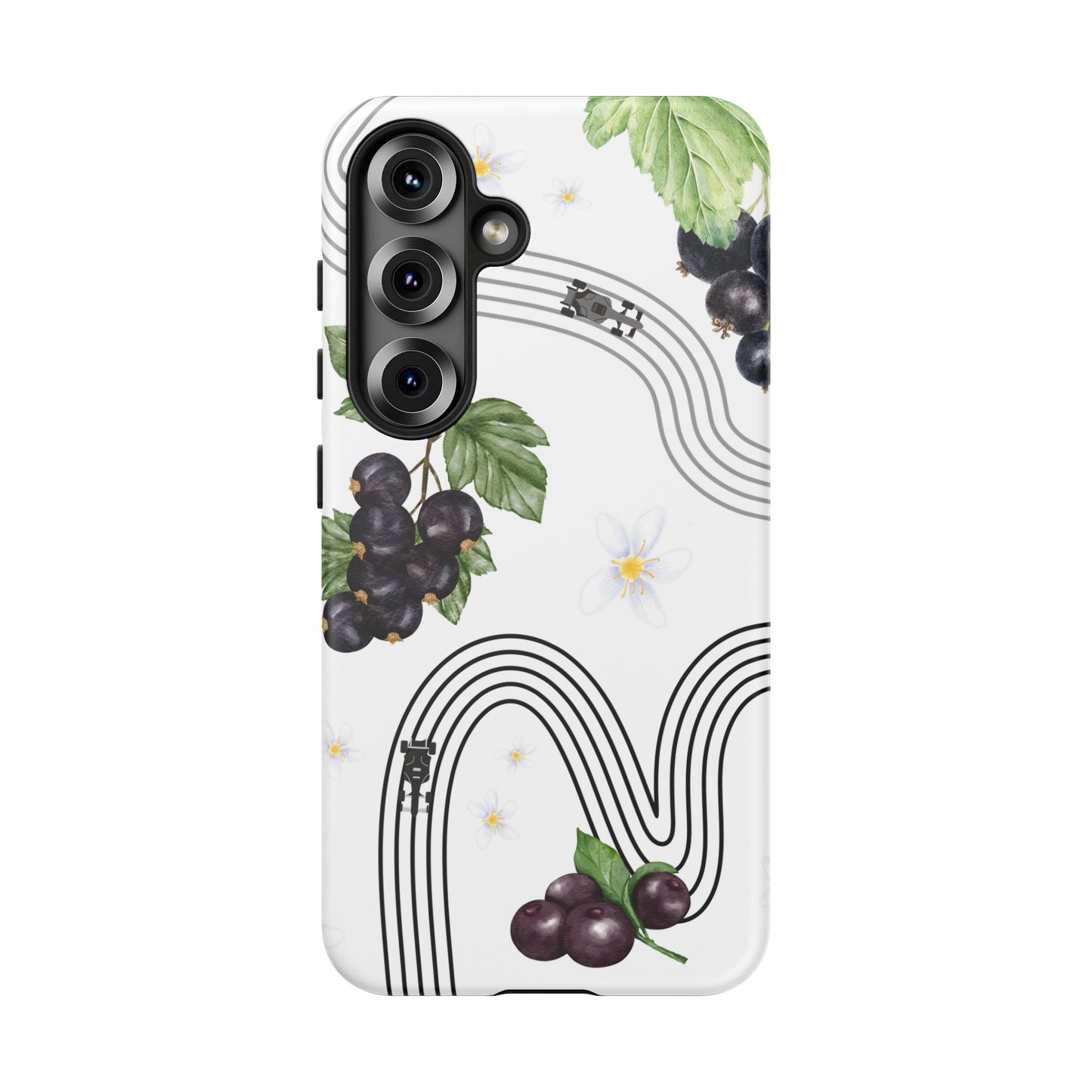 F1 Cadillac and Black Currants Phone Case, Trendy F1 Gift, Formula 1 Gift, Cute Fruit F1 Phone Case, Unique Phone Case