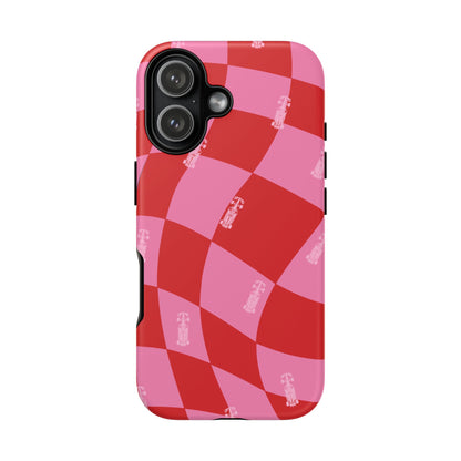 F1 Phone Case Pink and Red Checkerboard Design, Trendy F1 Gift, Girly Formula 1 Gift, Cute F1 Phone Case, Unique Formula One Phone Case