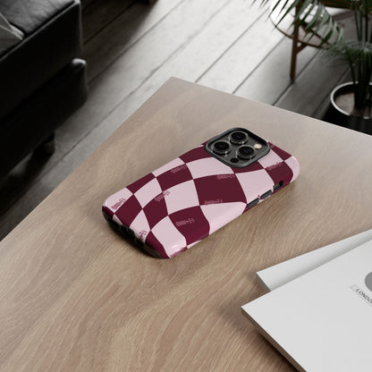 F1 Phone Case Pink Checkered Design, Trendy F1 Gift, Formula 1 Gift, Cute F1 Phone Case, Unique Formula One Phone Case