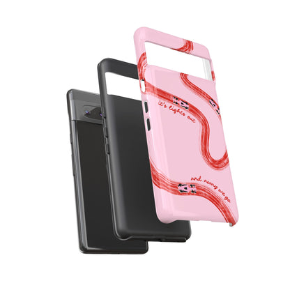 F1 Phone Case Pink and Red Painted "its lights out and away we go", Trendy F1 Gift, Formula 1 Gift, Cute F1 Phone Case, Unique Phone Case