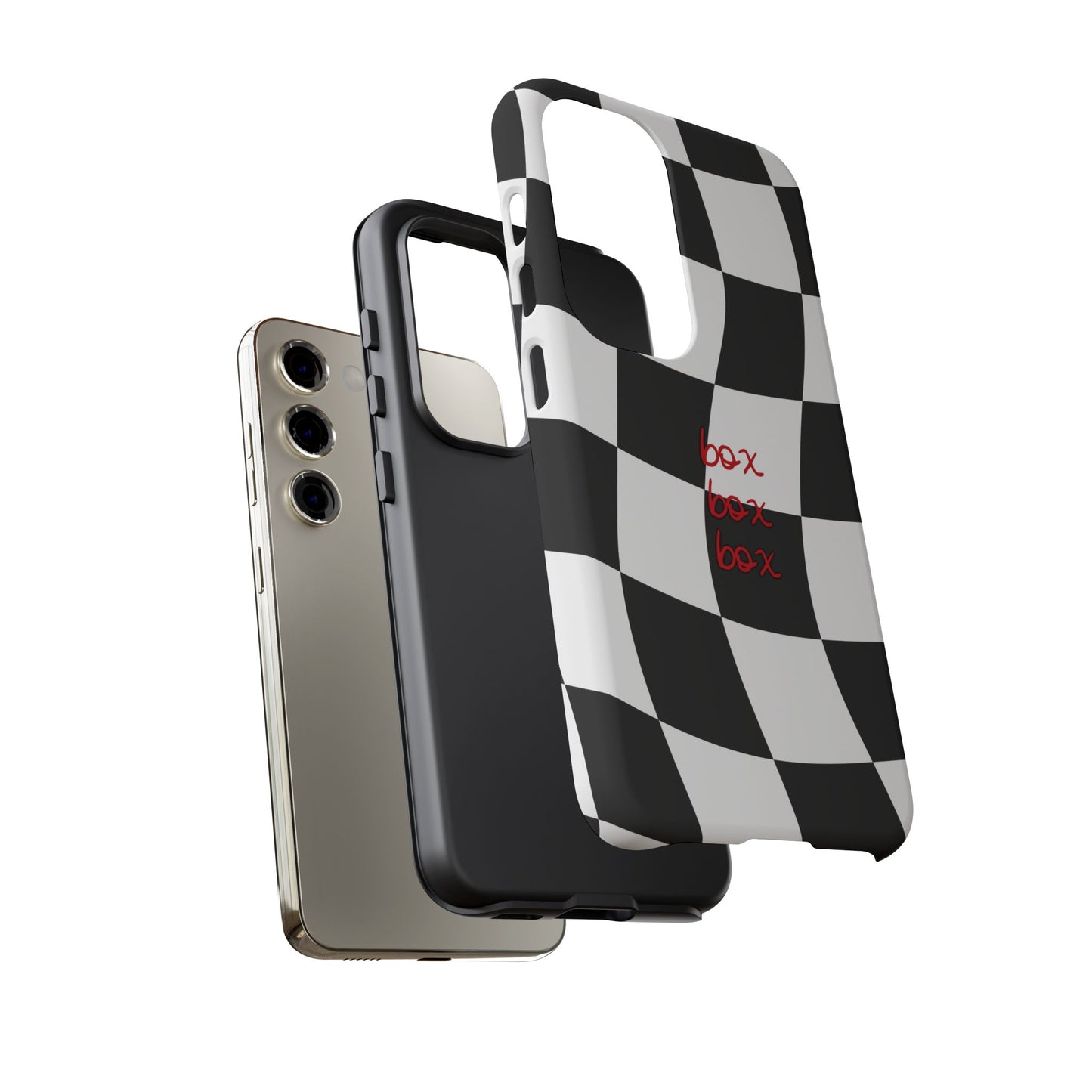 Black and Red Checkered F1 Phone Case, Box Box Box F1 Phone Case