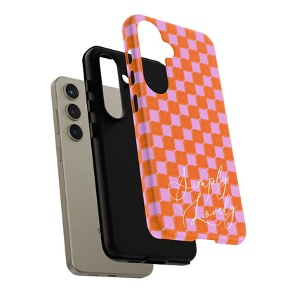 Simply Lovely Orange and Pink Checkered F1 Phone Case Design, Trendy F1 Gift, Formula 1 Gift, Cute F1 Phone Case
