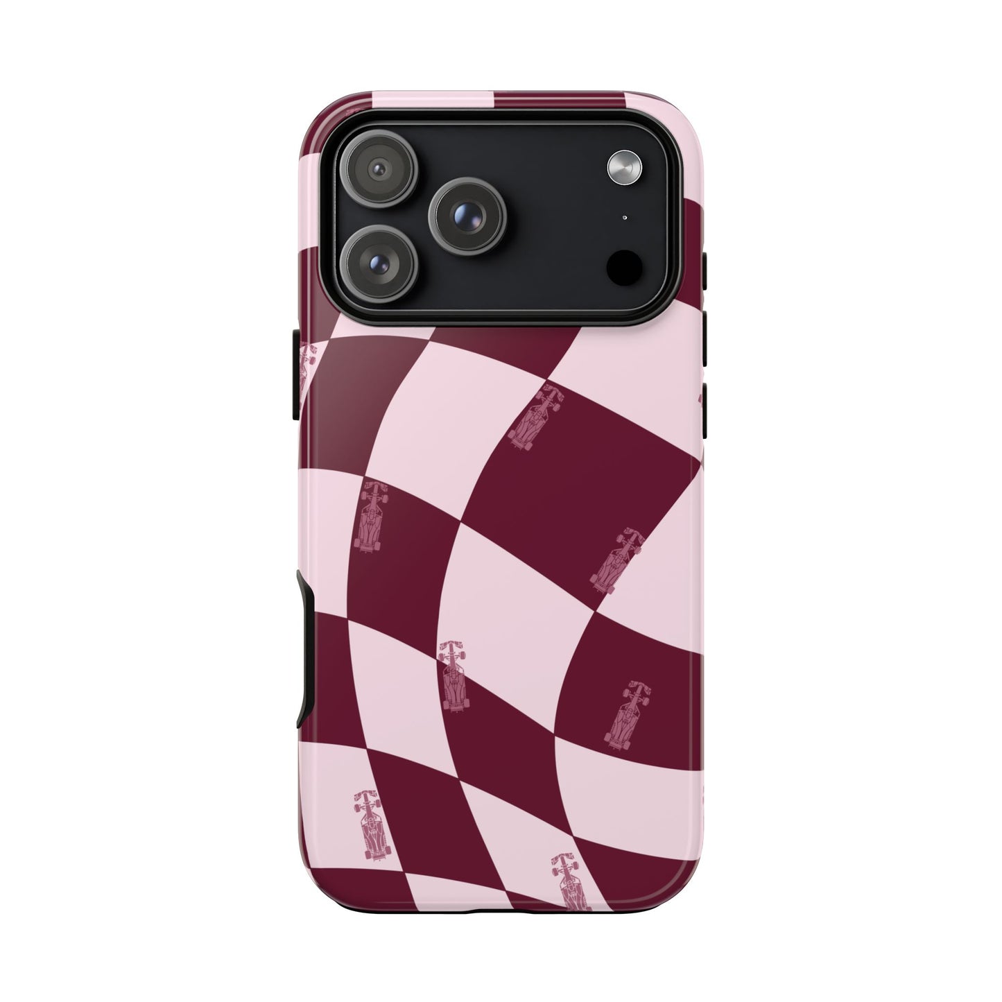 F1 Phone Case Pink Checkered Design, Trendy F1 Gift, Formula 1 Gift, Cute F1 Phone Case, Unique Formula One Phone Case