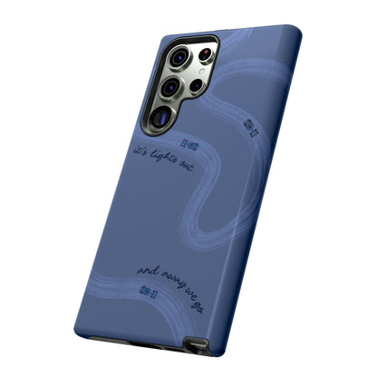 F1 Phone Case Monochrome Dark Blue Painted "its lights out and away we go", Trendy F1 Gift, Formula 1 Gift, Cute F1 Phone Case, Phone Case