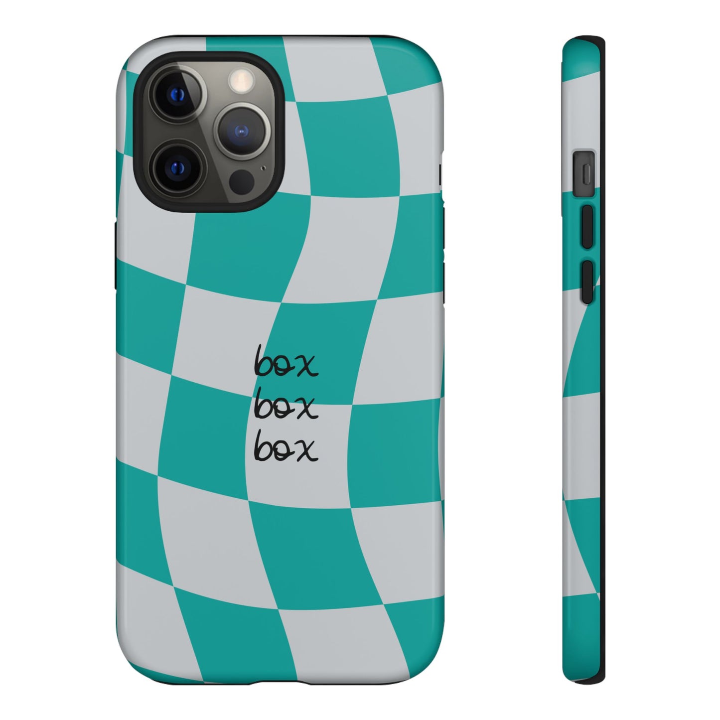 Mercedes Teal and Grey Checkered F1 Phone Case, Box Box Box F1 Phone Case